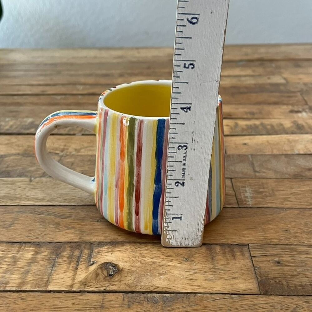 Handmade Ceramic Coffee Mug Rainbow Brush Strokes Design Artist Signed - Picture 10 of 12